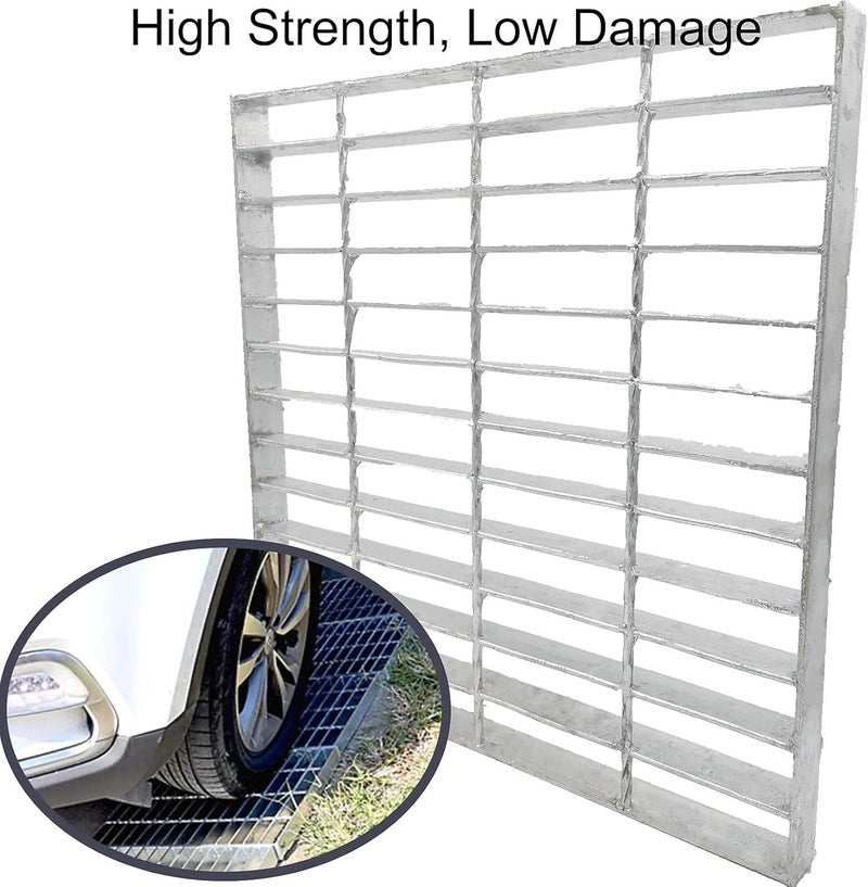 masslunt Galvanized Steel Drain Grate 16x16 in for Vodaland Catch Basin, B-Class 28100 lbs Heavy-Duty Outdoor Driveway Trench Drainage Grate, Square Metal Channel Sewer Cover (True 15.4x15.4) - Image 4